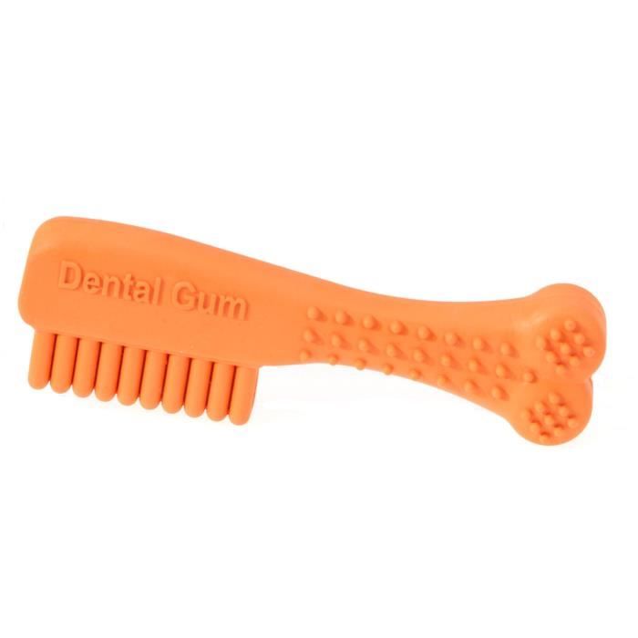 CHAPUIS SELLERIE Jouet brosse à dent à mâcher pour chien - Caoutchouc naturel orange - Longueur 14 cm - Taille M
