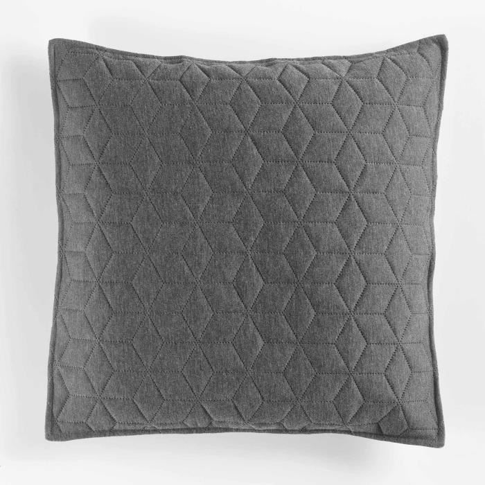 CDaffaires Housse de coussin +encart 45 x 45 cm jersey uni cubix Anthracite