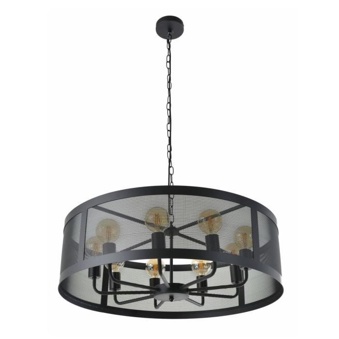 COREP Suspension en métal Stock 9 L - Ø 75 cm - H 114 cm - E 27 - 40 W - Noir mat