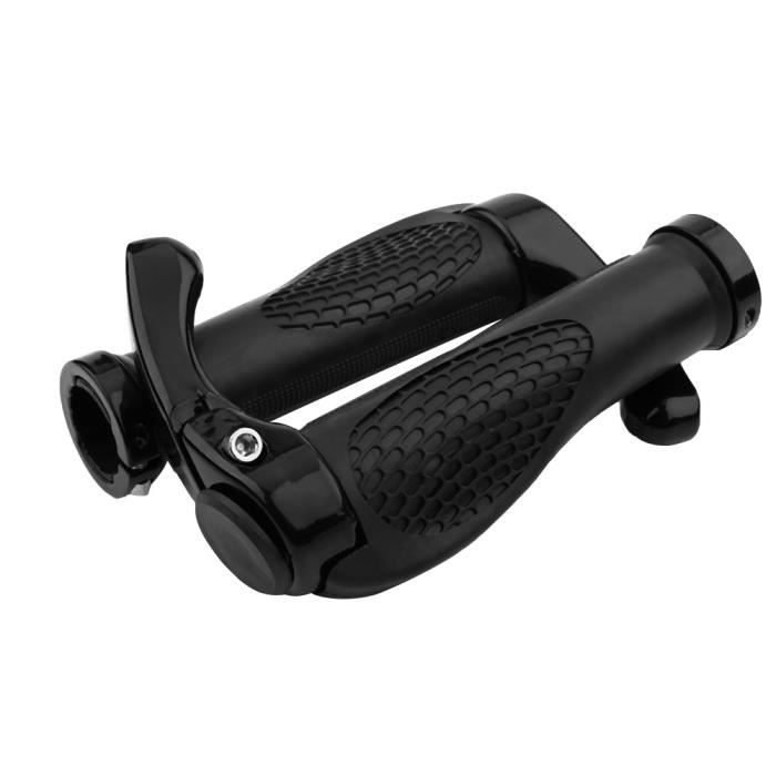 1 paire de poignées de guidon de vélo en aluminium + caoutchouc poignée de vélo (noir)-TIP