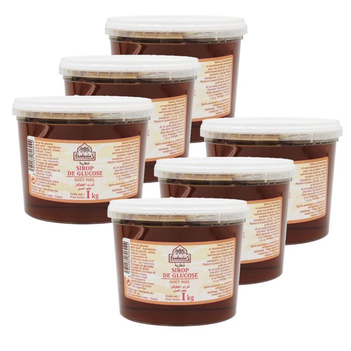 Fantasia - Lot 6x Sirop de glucose parfumé au miel - Pot 1kg