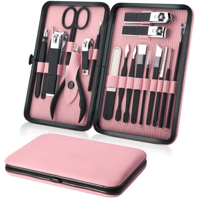 Coupe Ongle Professionnel Coupe Cuticule Acier Inoxydable - Trousse Manucure Pedicure Set de 18pcs avec Exquis La Boîte by Keiby Cit