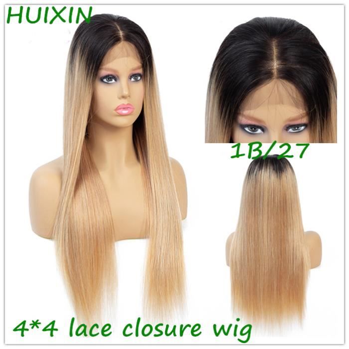 30 inches 4*4 Lace Closure Wig Raides Perruques Brésiliennes 1B/27 Perruques LISSE 100% Cheveux Humains