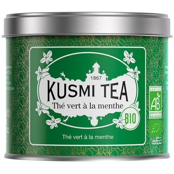 KUSMI TEA Thé vert à la menthe - Bio - Boîte métal - 100 g