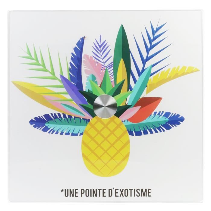 Plateau tournant verre 'Tropical' blanc multicolore (ananas) - 30x30 cm [Q5860]