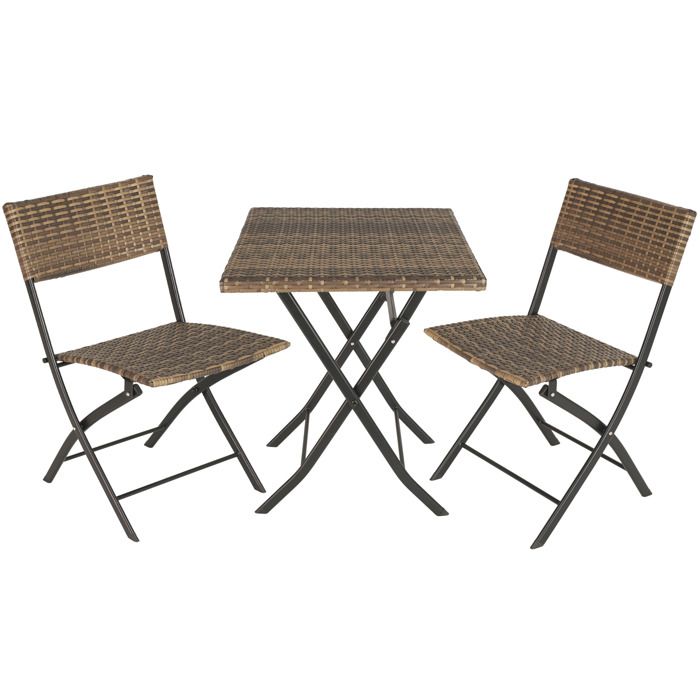 Salon de jardin TREVI 2 personnes - marron naturel