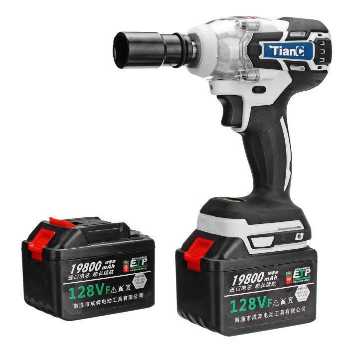 128V 19800mAH Clé A Choc Perceuse Électrique Tournevis 520NM Avec Boîte 2 Batterie