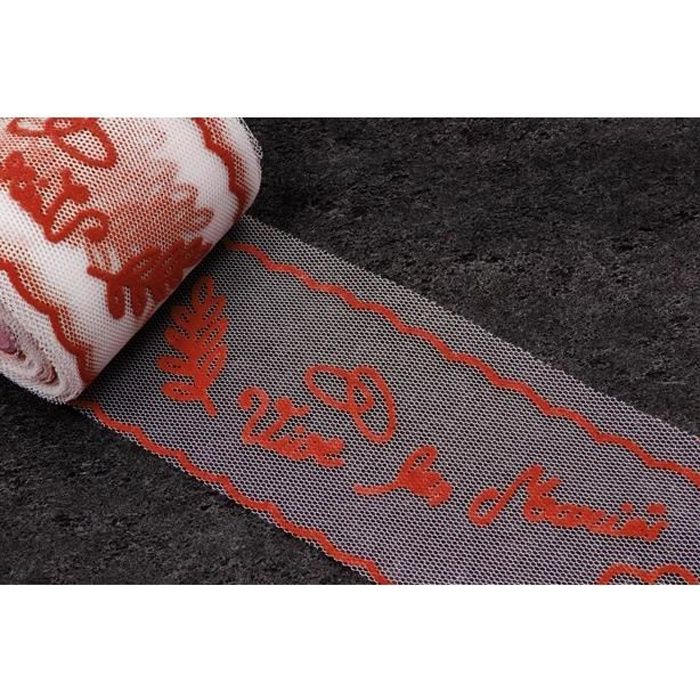 Ruban tulle mariage rouge: Vive les mariés (x1) REF/RL316