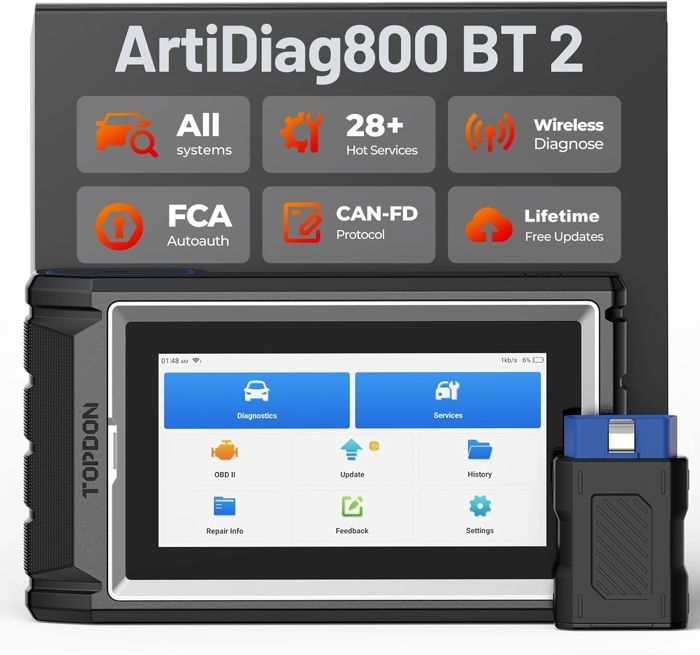 TOPDON ArtiDiag800BT Outil de Diagnostic Auto pour Tout les Systèmes Valise Diagnostic Auto OBD2 Bluetooth avec 28 Fonctions
