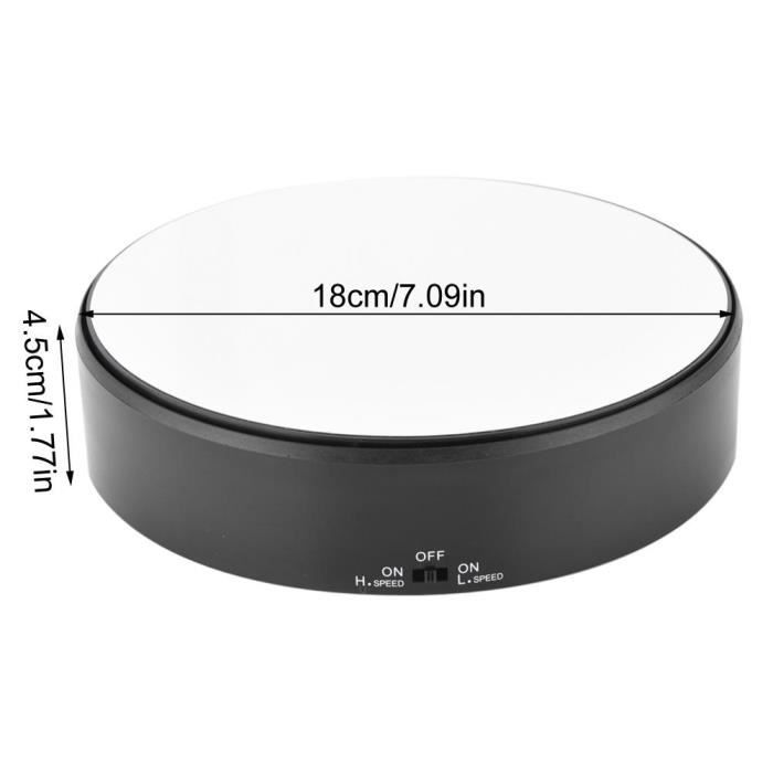 Présentoir Rotatif Miroir Plateau Tournant d'affichage Électronique en Plastique Présentoir pour Montre Bijoux Diamètre 18cm Noir