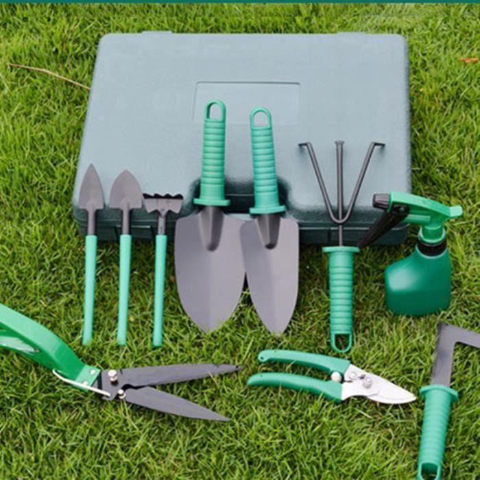 10Pcs Ensemble d'outils de Jardinage,Pelle et sécateur antirouille pour Le Jardinage extérieur,Herse,pulvérisateur d'eau et Sac de R