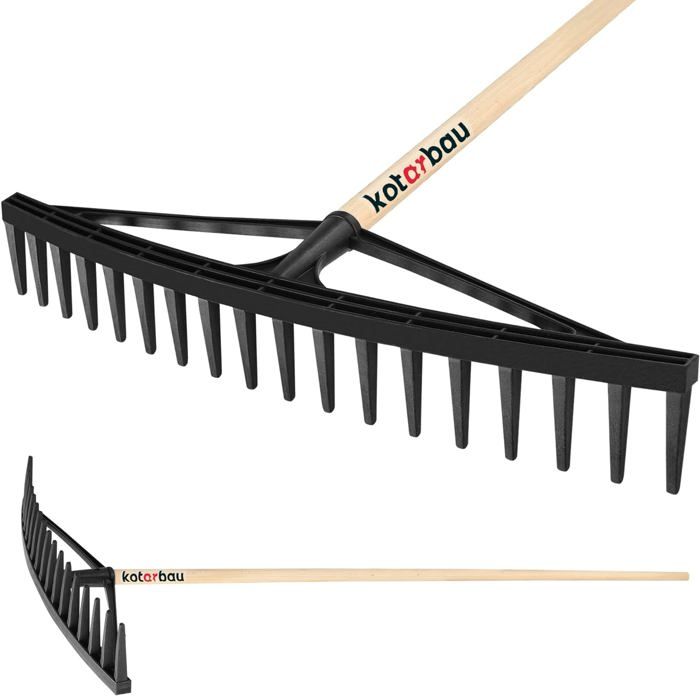 Râteau Éventail KOTARBAU 30x55cm Avec Tige - Ramasse-Feuilles Jardin Noir