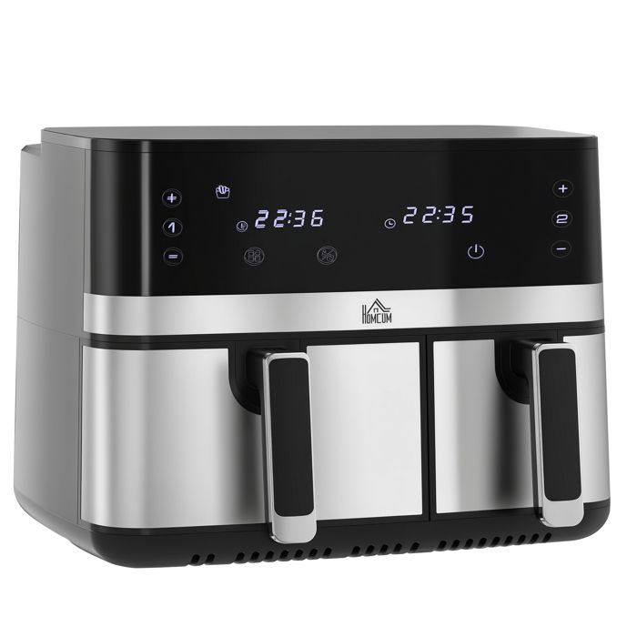 Friteuse à air sans huile HOMCOM air fryer double compartiment 85 L - 2700 W - 8 programmes température réglable minuterie - Hom