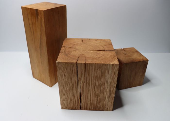 Bloc De Chêne Massif 10x10x40 Cm – Colonne Déco, Tabouret Ou Présentoir – Style Rustique, Pièce Unique