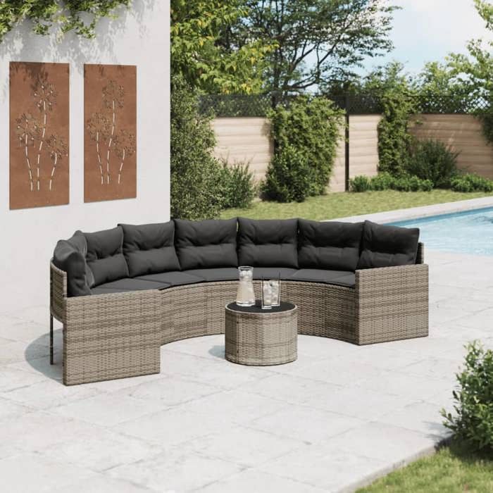 VidaXL Salon de jardin demi rond 2 pièces résine tressée - vue 2