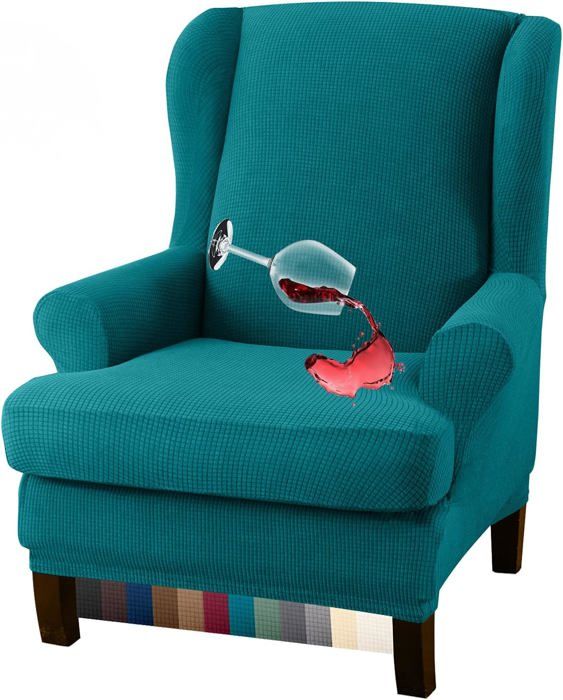 Housse de fauteuil à oreilles imperméable de couleur unie de haute qualité(bleu lac) Housse de fauteuil à oreilles imperméable de couleur unie de haute qualité(bleu lac)