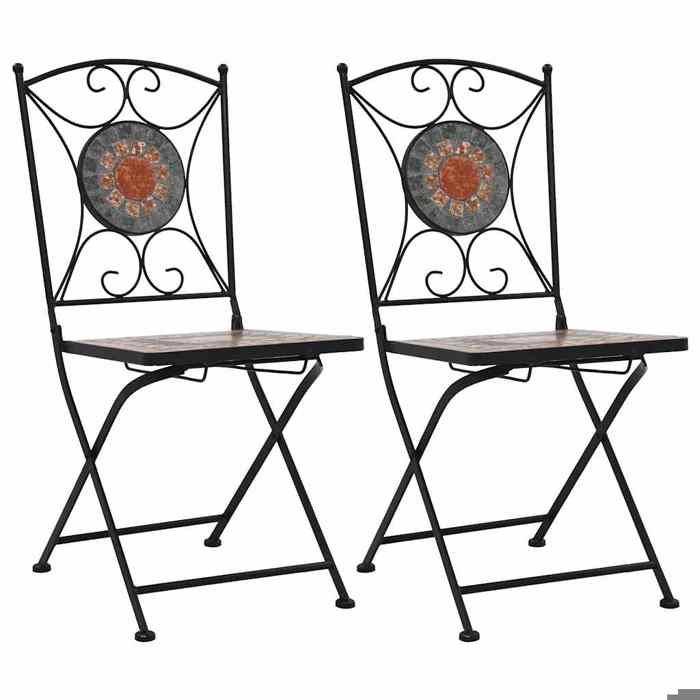 vidaXL Chaises de bistrot mosaïque lot de 2 - vue 2