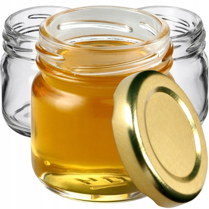 KADAX Pots Mason 40ml 100pcs Verre Épais + Couvercles Dorés Hermétiques