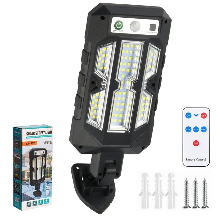 Lampe Solaire Exterieur avec Détecteur de Mouvement avec Télécommande3 Modes dÉclairage IP65 Étanche Pour Jardin rue Noir
