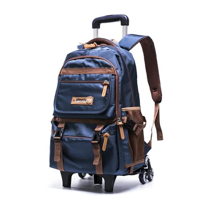 Trolley Bag Sac Dos avec roulettes Cartable Roulette Scolaire Bagages Cabine Loisir Voyage Enfant Fille Garon Bleu 6 Roue SAC A DOS