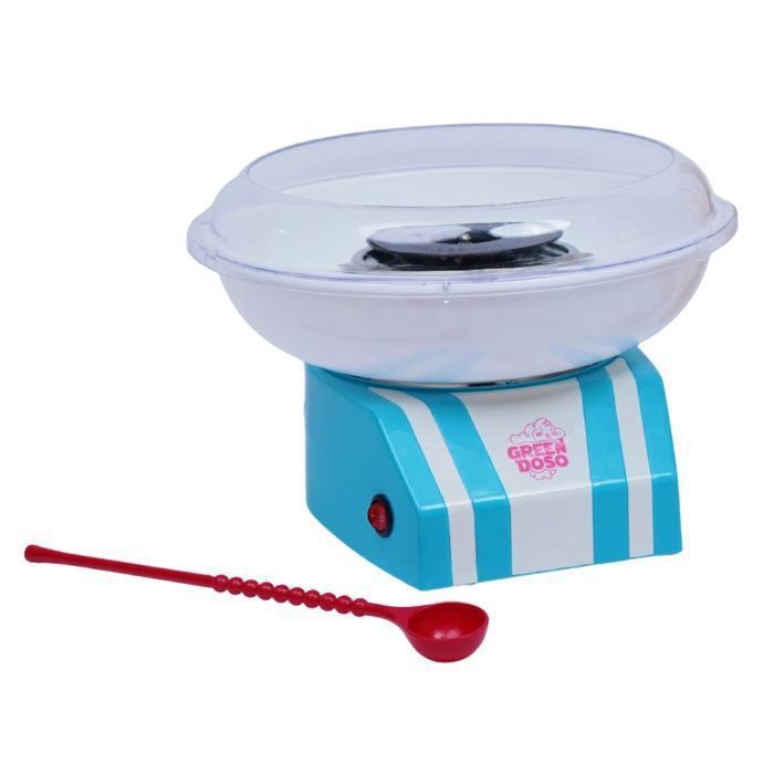 Machine à barbe à papa GREENDOSO - compacte bleu/blanc 10 bâtons et cuillère doseuse pour fêtes