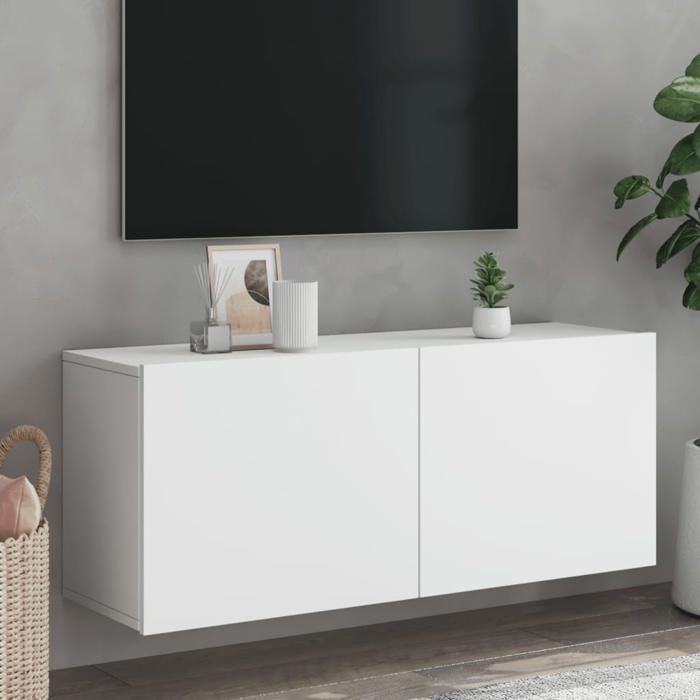 SALE 2025Meuble Télé Flottant - Meuble TV mural blanc 100x30x41 cm 17 12 Kg 5047