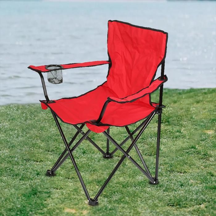Chaise De Camping Pliante Summit Avec Porte-gobelet – Gris – Légère Et Compacte