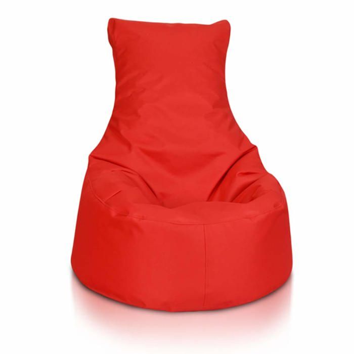 Fauteuil pouf haut dossier polyester billes polystyrène extérieur/intérieur 85x80 rouge Ecopuf