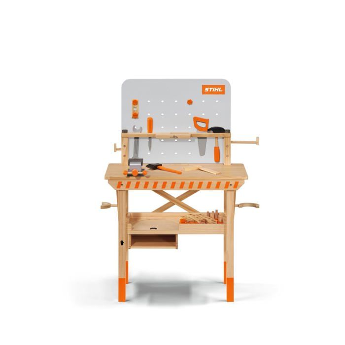 Établi en bois pour enfant - Stihl - 44x73x11 cm - Jouet éducatif - Sécurisé pour enfants - Facile à assembler - Durable