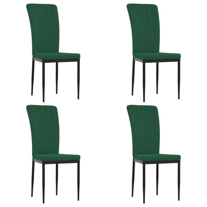 NEUF 2026 CHIC Chaises à manger SWEETY pour cuisine Set de 4 Vert foncé Velours 42x57.5x95 cm CCC361