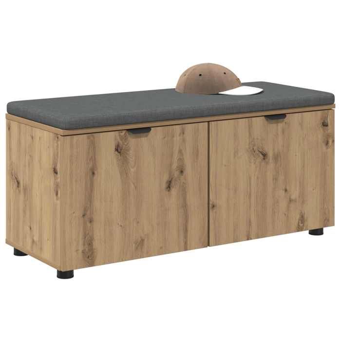 [94406]Banc dentrée - Meuble d Entrée - Grand espace de rangement - avec coussin Chêne artisanal 100x38x46 cm Poids:18.65 Kg