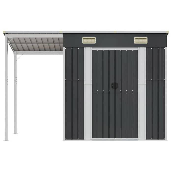 [77908]Abri de jardin avec toit prolongé anthracite 277x107x181 cmPoids:41.56 Kg
