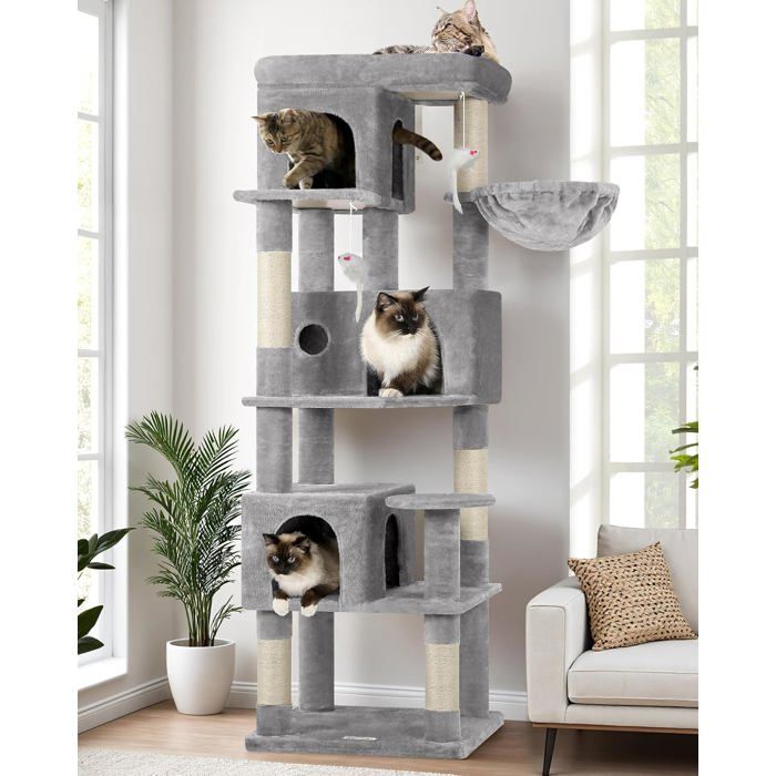 Comparer les prix de Arbre A Chat Coin Hauteur 168 Cm Avec 3 Niches Grandes Plateforme Rembourré Doux Panier 5 Griffoirs En Sisal Jouets Arb[YA191]