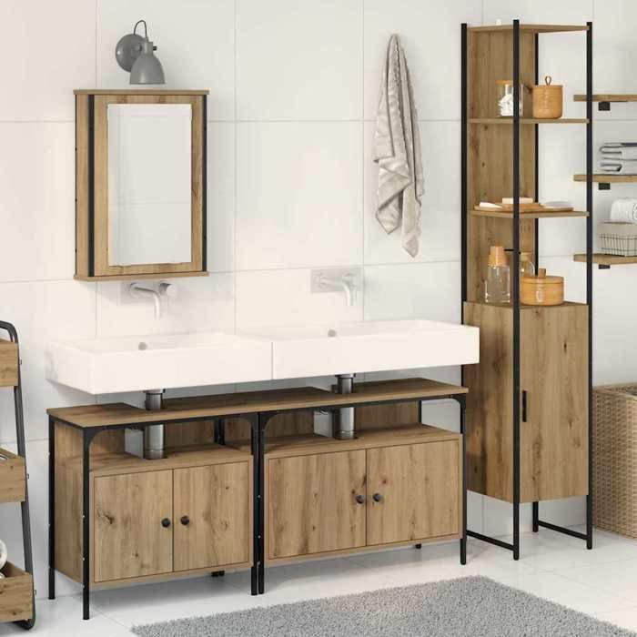 vidaXL Ensemble de mobilier de salle de bain 4 pcs Chêne artisanal 3334420