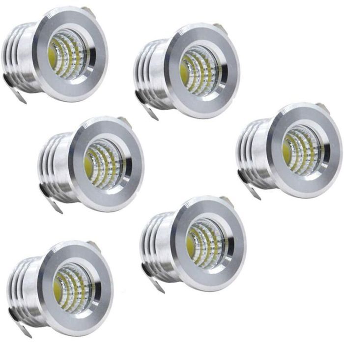 Mini spots LED encastrables - PZCC - Lot de 6 - 3 W - 3 8 cm - Blanc chaud - Économie dénergie - Installation facile Mini spots LED encastrables - PZCC - Lot de 6 - 3 W - 3 8 cm - Blanc chaud - Économie dénergie - Installation facile