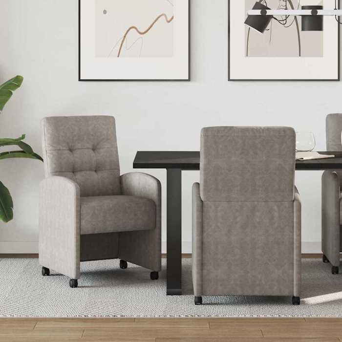 2 pcs Chaises de cuisine Gris - Magnifique Chaises de Salle à manger Classique Pour salon avec Roues Gris 58x67x97cm 3565