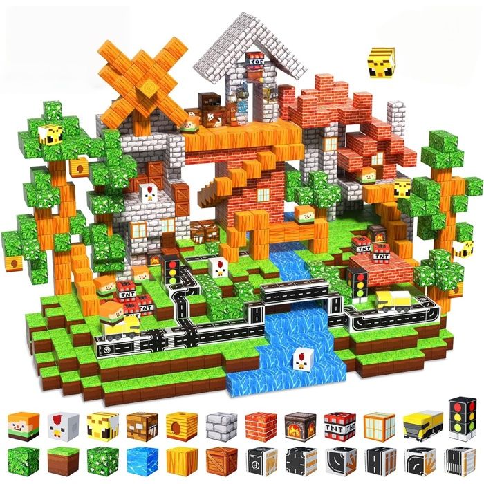 Blocs Construction Magnétiques -150 PCS Cube Magnétique Enfant - Puzzle Cubes Jeux Magnétiques - Jouet Cadeau Garçon Fille