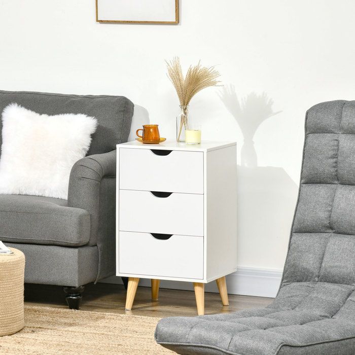MOTHINESSTO1223-Table de chevet table de nuit avec 3 tiroirs style scandinave pour chambre à coucher salon 40 x 35 x 685 cm bla