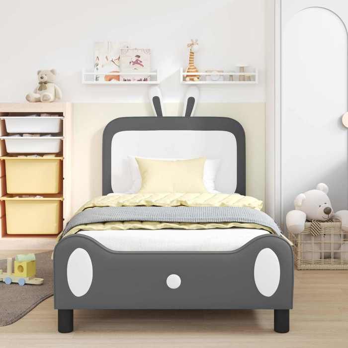 Structure/Cadre de lit pour Enfants - avec tête de lit - Gris clair PU - pour adul/enfant NL57702