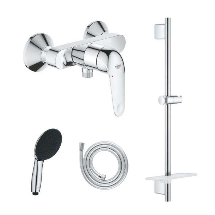 Grohe Pack mitigeur douche mécanique Swift 2023 + Douchette Vitalio Start 110 + Barre Quickflix Vitalio Smartactive + Flexible