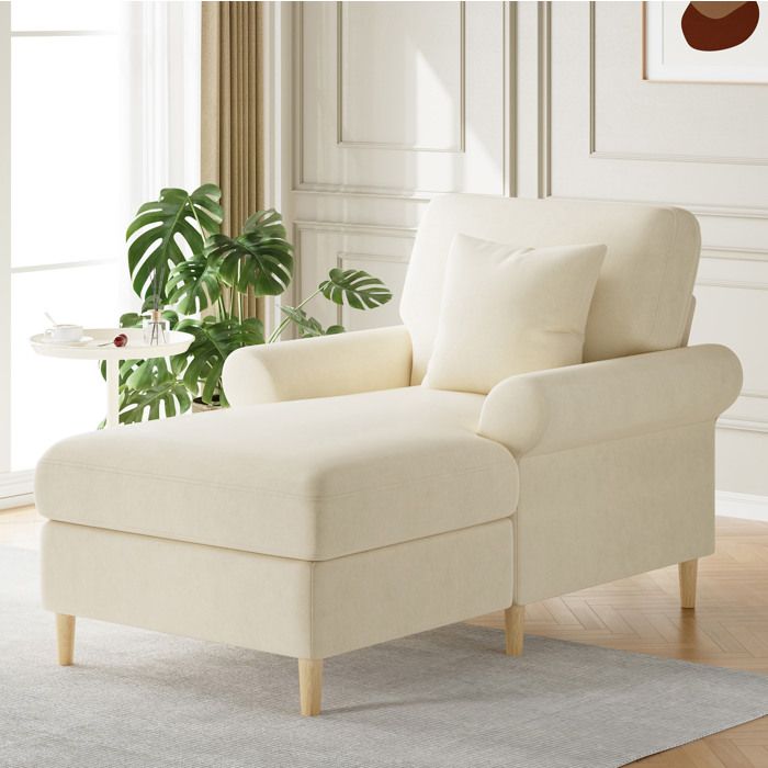 COVREO fauteuil relaxation 1 place en velours beige avec coussin dossier haut et accoudoirs