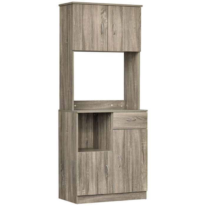 Commode Buffet - MINIMAL - 71x41x178 cm - Gris veiné - 3 portes 1 tiroir - Étagères réglables Commode Buffet - MINIMAL - 71x41x178 cm - Gris veiné - 3 portes 1 tiroir - Étagères réglables