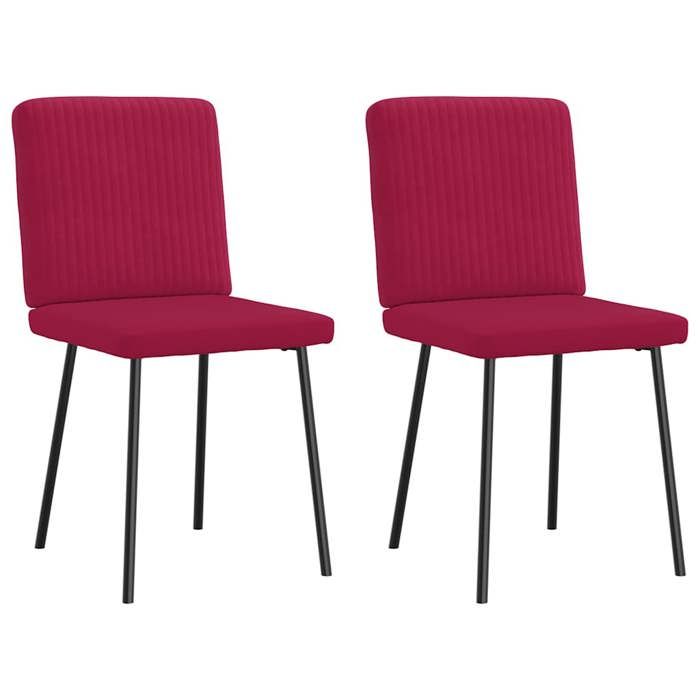 Chaises à manger - (Set de 2) - Ergonomique DESGIN - Rouge bordeaux Velours 45x54x83 cm V1598