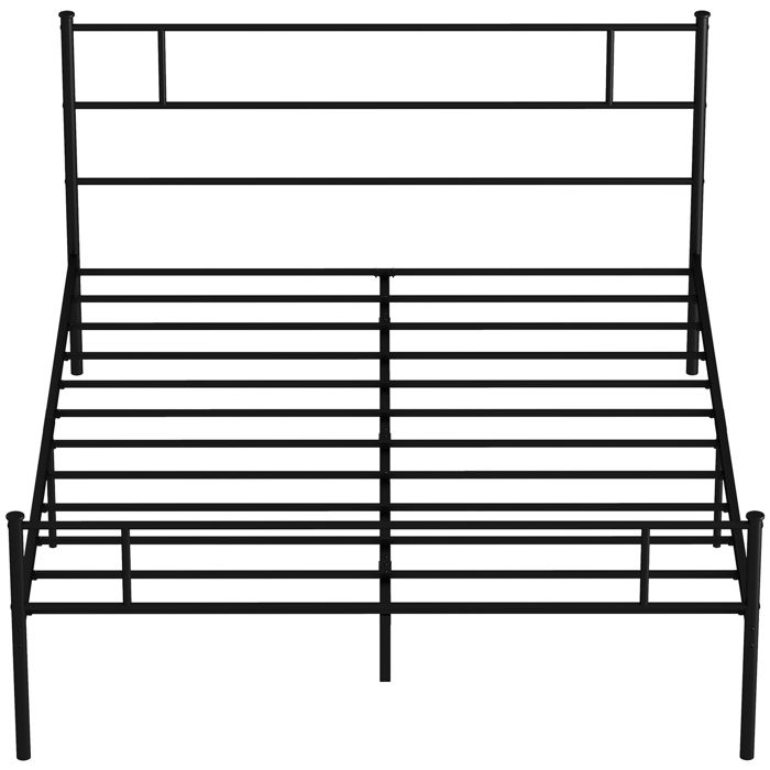 LIA Structure de lit matrimonial en acier 160x200 cm avec lattes tête de lit et pied de lit - Noir