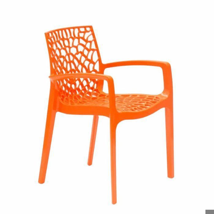 Chaise en Polypropylène avec Accoudoir Fauteuil Design pour Jardin Gruvyer Arm - Orange Chaise en Polypropylène avec Accoudoir Fauteuil Design pour Jardin Gruvyer Arm - Orange