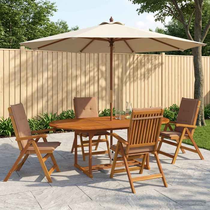 vidaXL Ensemble de salle à manger de jardin 5 pièces Naturel 3434485