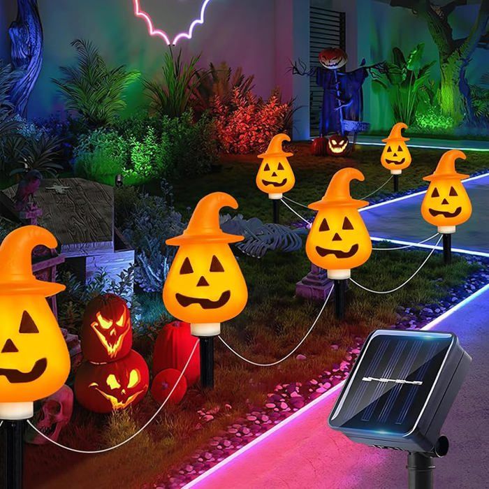 6 Lampes Soire Citrouille Halloween Lumiere Decoration Halloween Exterieur LED Citrouille Lumineuse pour Jardin Bal OBJET DECORATIF