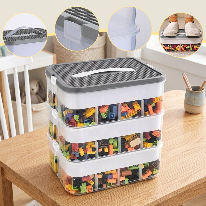 Boîte de stockage de jouets pour enfants empilable et séparable idéale pour le stockage dans la chambre à coucher ou dans la salle