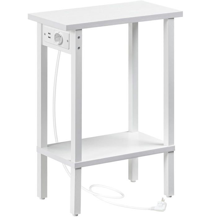 Table dappoint 2 niveaux avec station de charge - 150 cm - 1 prise + 2 USB - 40 x 20 x 57 5 cm - Blanc