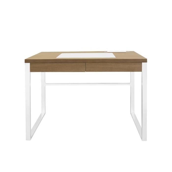 bureau - ac-déco - 100 x 50,3 x 74 cm - bois et métal - 1 tiroir - blanc